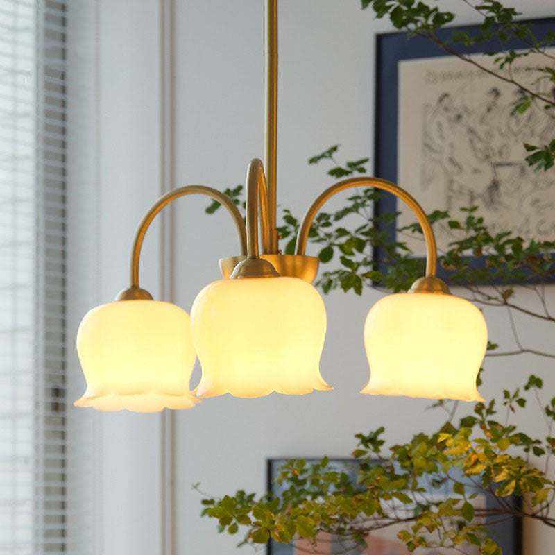 Modern copper 8-head pendant light for cloakroom and dining room with sleek design