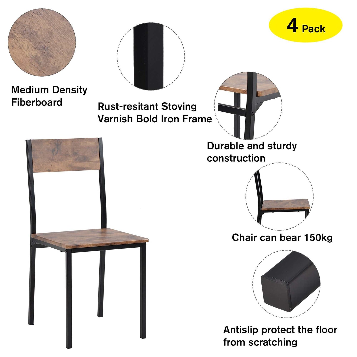 Vintage brown dining table set with two chairs in a cozy small dining space