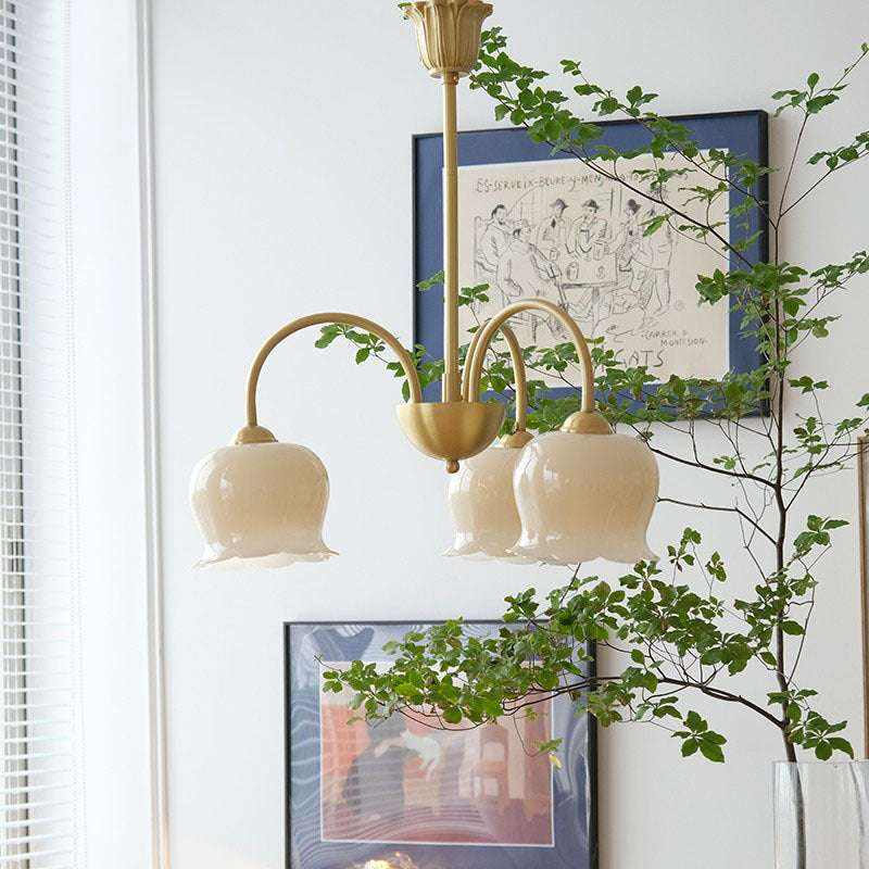 Modern 8-head copper pendant light for cloakrooms and dining rooms with a minimalist design