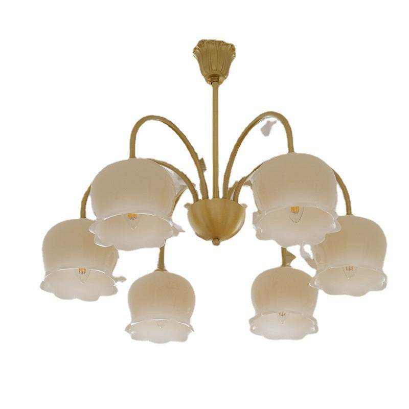 Modern copper 8-head pendant light for cloakroom and dining room with contemporary design